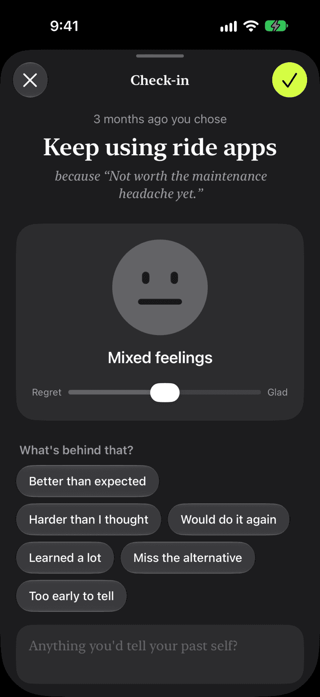 Pondra checkin screen