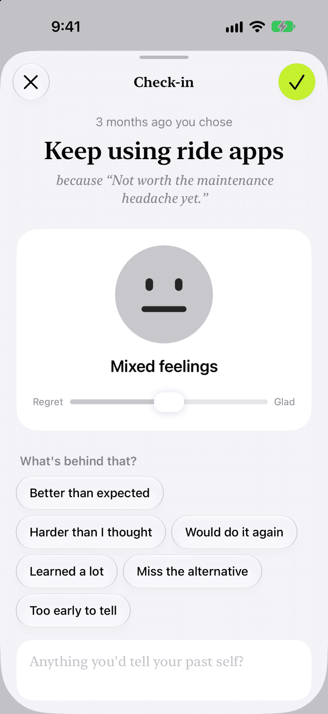 Pondra checkin screen