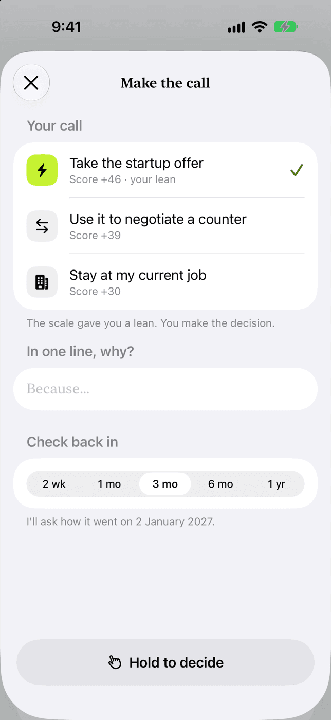 Pondra decide screen